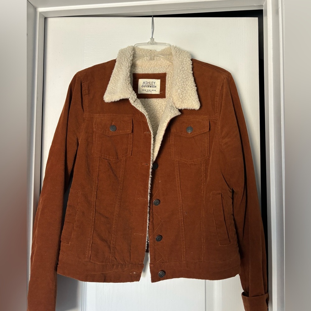 Tan Corduroy Jacket with Cream Sherpa Lining